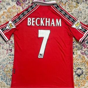 Retro Umbro Manchester United Beckham Jersey #football #soccer #7 #beckham